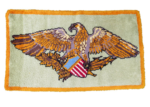 edgebrookhouse - Vintage American Latch Hook Wall Décor / Tapestry Featuring an Eagle With Shield