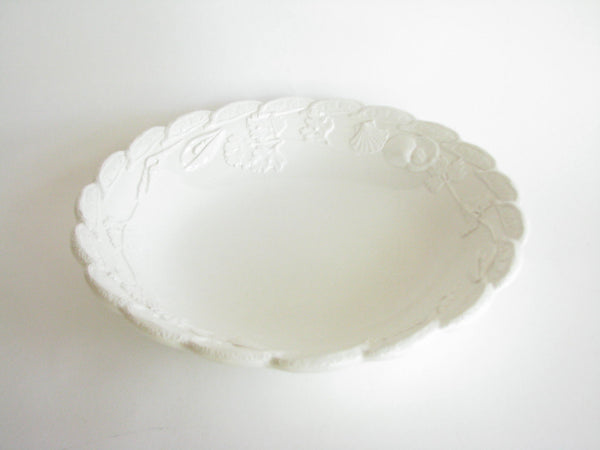 edgebrookhouse - Vintage Amora Italy Large White Ceramic Serving Bowl with Embossed Shells, Cilantro and Citrus