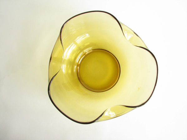 edgebrookhouse - Vintage Anchor Hocking Amber Yellow Pinched Glass Serving Bowls - 2 Pieces