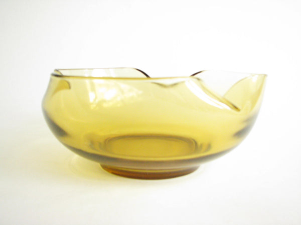 edgebrookhouse - Vintage Anchor Hocking Amber Yellow Pinched Glass Serving Bowls - 2 Pieces