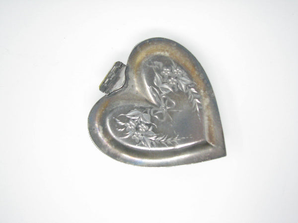 edgebrookhouse - Vintage Anchor Silverplate Reticulated Hinged Heart Shaped Trinket Box with Floral Design