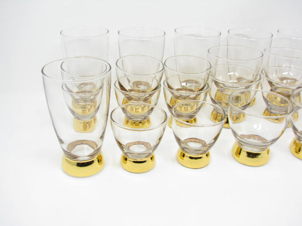 edgebrookhouse - Vintage Anchorware Glassware Set with 22K Gold Trimmed Bases - 23 Pieces
