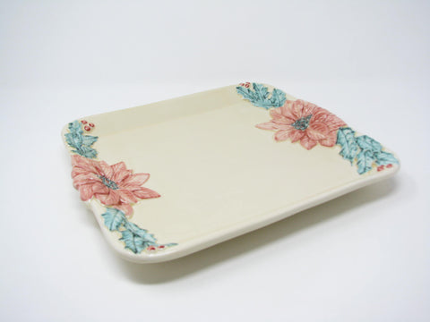 edgebrookhouse - Vintage Ancora Italian Ceramic Platter with Hand-Painted Poinsettias Made in Italy