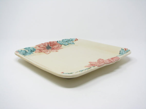 edgebrookhouse - Vintage Ancora Italian Ceramic Platter with Hand-Painted Poinsettias Made in Italy