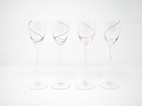 edgebrookhouse - Vintage Anna Ehrner Kosta Boda Line Glass Goblets or Cordials - Set of 4