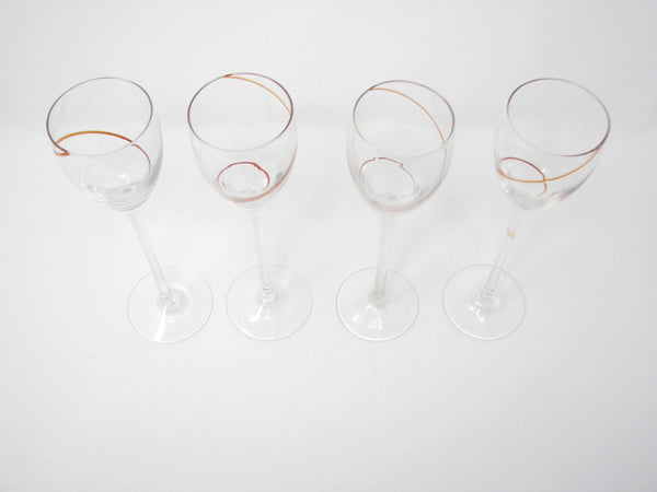 edgebrookhouse - Vintage Anna Ehrner Kosta Boda Line Glass Goblets or Cordials - Set of 4