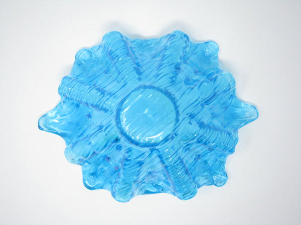 edgebrookhouse - Vintage Antica Cristalleria Italia Hand Blown Glass Turquoise Organic Shaped Bowl