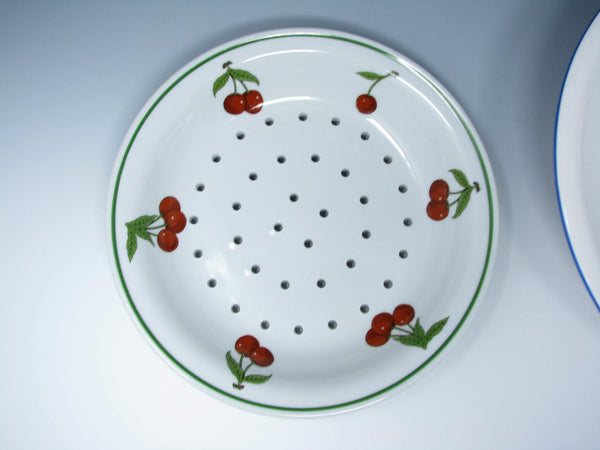 edgebrookhouse - Vintage Apilco Porcelain and Ceramic Perforated Fruit Strainer Colander Bowls - 2 Pieces