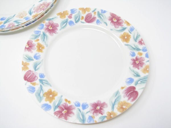 edgebrookhouse - Vintage Arcopal France Floride Glass Dinner Plates with Floral Design - 6 Pieces