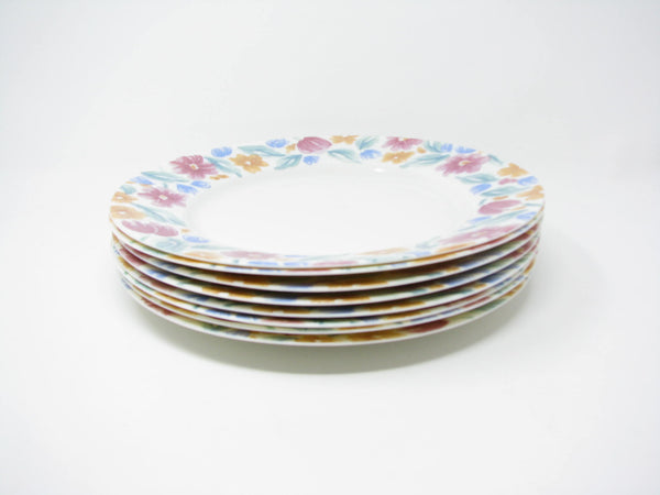 edgebrookhouse - Vintage Arcopal France Floride Glass Dinner Plates with Floral Design - 8 Pieces