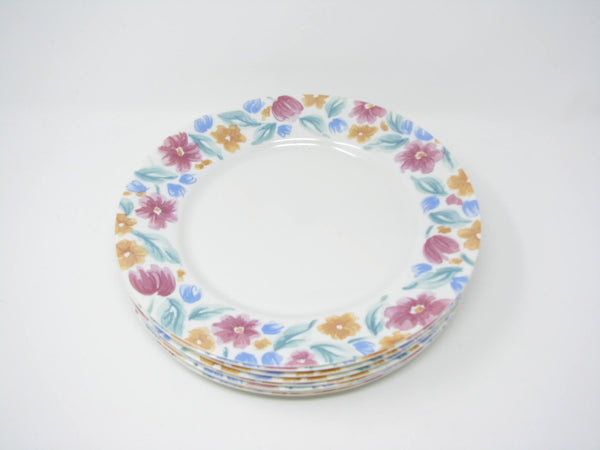 edgebrookhouse - Vintage Arcopal France Floride Glass Dinner Plates with Floral Design - 8 Pieces
