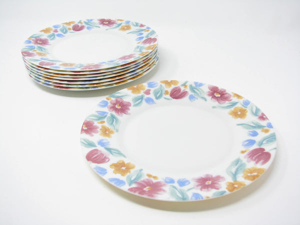 edgebrookhouse - Vintage Arcopal France Floride Glass Salad Plates with Floral Design Wabi Sabi - 8 Pieces