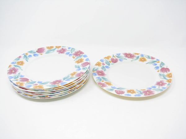 edgebrookhouse - Vintage Arcopal France Floride Glass Salad Plates with Floral Design - 8 Pieces