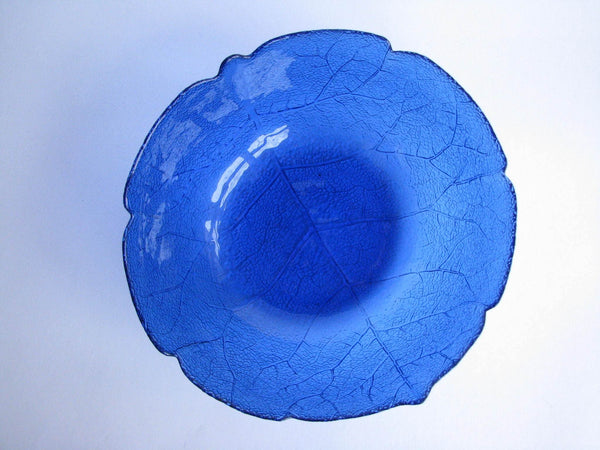 edgebrookhouse - Vintage Arcoroc Aspen Cobalt Blue Glass Leaf Serving Bowl Made in France