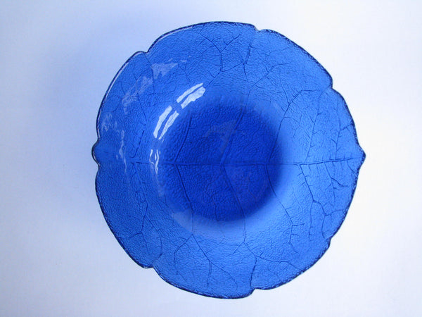 edgebrookhouse - Vintage Arcoroc Aspen Cobalt Blue Glass Leaf Serving Bowl Made in France