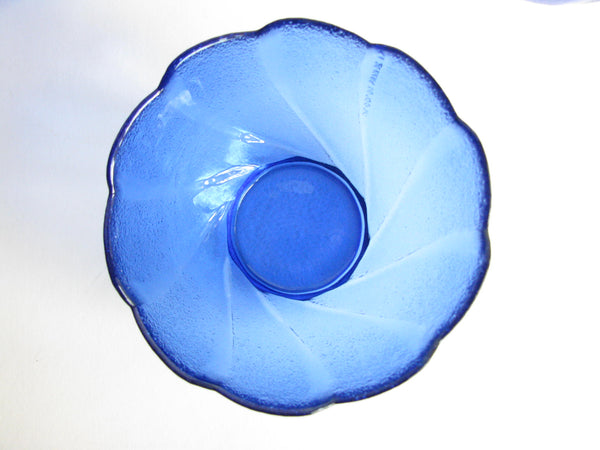 edgebrookhouse - Vintage Arcoroc France Cobalt Blue Glass Scalloped Bowl Set - 7 pieces