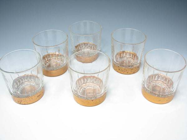 edgebrookhouse - Vintage Arcoroc France Coppercraft Guild Old Fashioned Glasses with Copper Bases - 6 Pieces