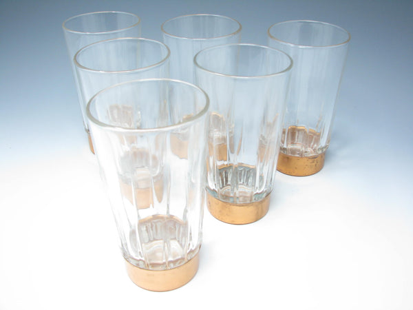 edgebrookhouse - Vintage Arcoroc France Coppercraft Guild Tumblers Highball Glasses with Copper Bases - 6 Pieces