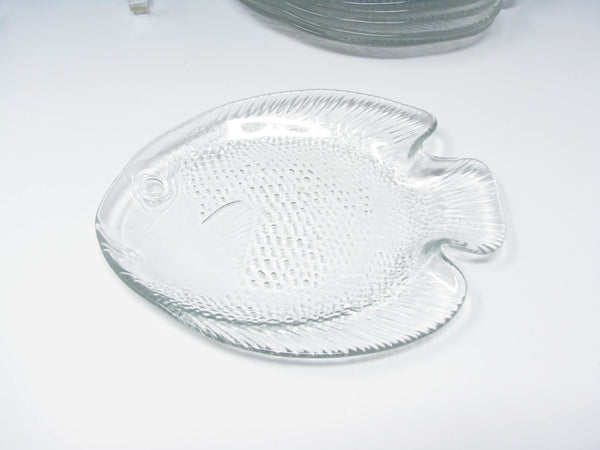 edgebrookhouse - Vintage Arcoroc France Poisson Fish Shaped Glass Bread Plates - 6 Pieces