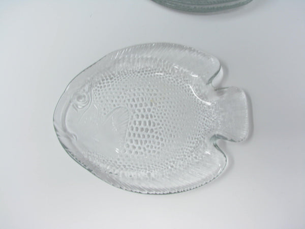 edgebrookhouse - Vintage Arcoroc France Poisson Fish Shaped Glass Bread Plates - 6 Pieces