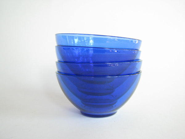 edgebrookhouse - Vintage Arcoroc France Saphir Blue Glass Cereal Bowls - Set of 4