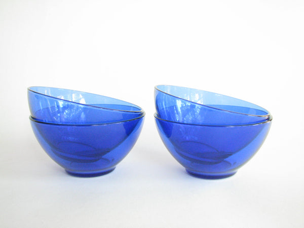 edgebrookhouse - Vintage Arcoroc France Saphir Blue Glass Cereal Bowls - Set of 4