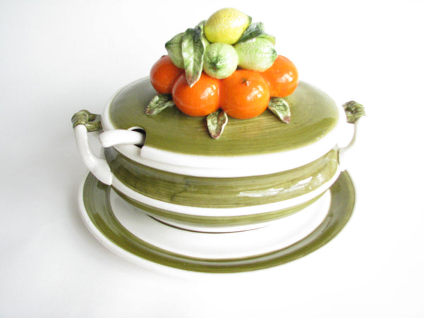edgebrookhouse - Vintage Arnart 5th Avenue Vegetable and Citrus Fruit Ceramic Soup Tureen and Ladle - Includes 2 Lids