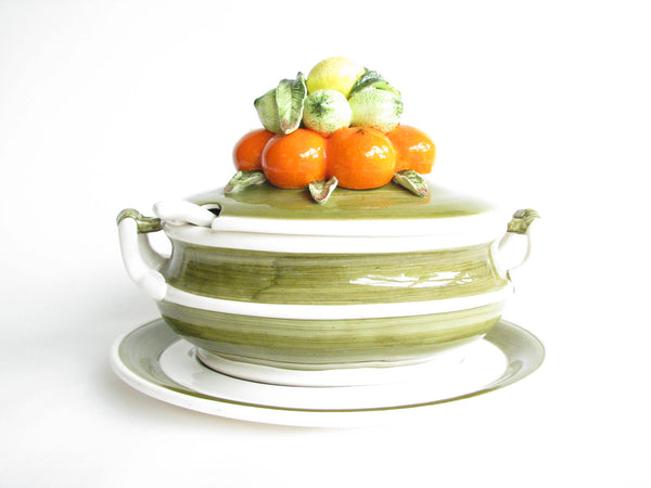 edgebrookhouse - Vintage Arnart 5th Avenue Vegetable and Citrus Fruit Ceramic Soup Tureen and Ladle - Includes 2 Lids