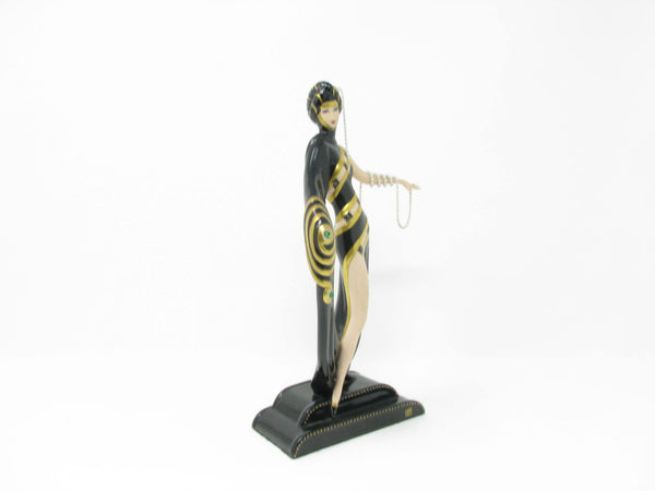 edgebrookhouse - Vintage Art Deco House of Erte Pearls and Emeralds Porcelain Figurine by Franklin Mint