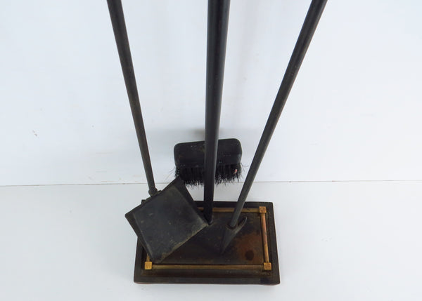 edgebrookhouse - Vintage Art Deco Inspired Solid Brass and Iron 4-Piece Fireplace Tool Set