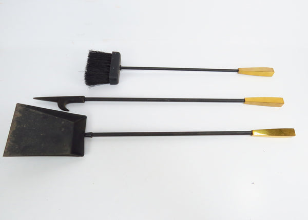 edgebrookhouse - Vintage Art Deco Inspired Solid Brass and Iron 4-Piece Fireplace Tool Set