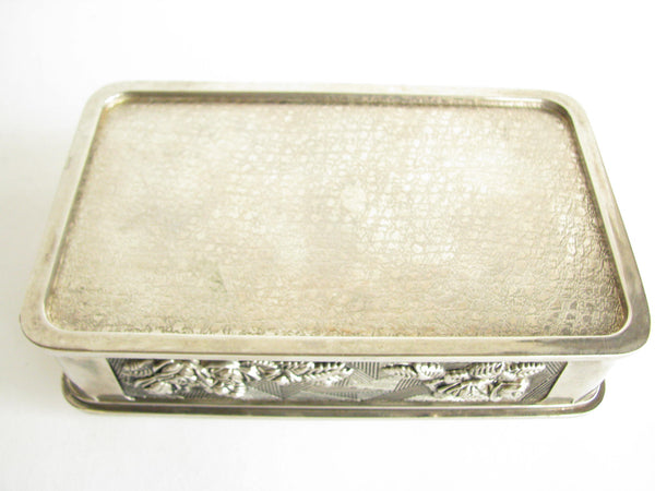 edgebrookhouse - Vintage Art Deco Lidded Silver Polished Metal Trinket Box with Velvet Lining