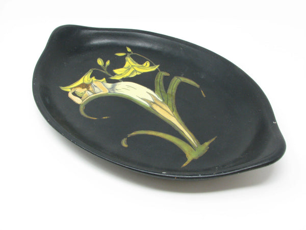 edgebrookhouse - Vintage Art Nouveau Style Decorative Pottery Platter with Handpainted Lily Flower Fairy