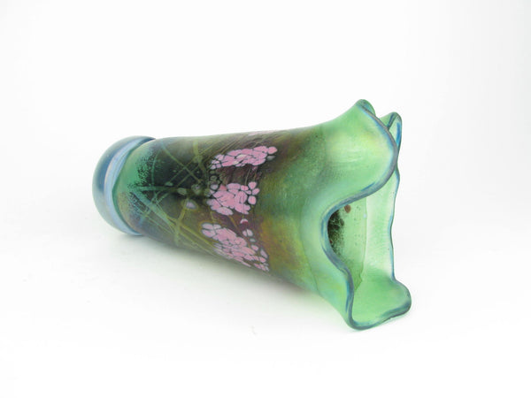 edgebrookhouse - Art Nouveau Style Iridescent Purple and Green Glass Vase Signed