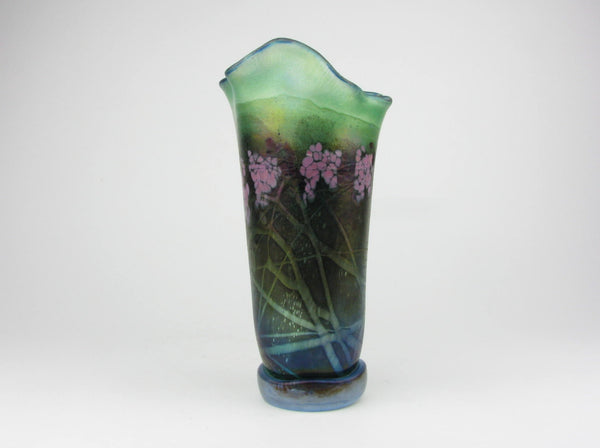 edgebrookhouse - Art Nouveau Style Iridescent Purple and Green Glass Vase Signed