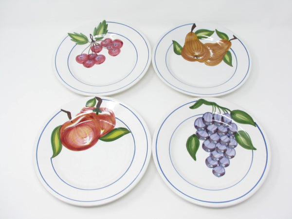 edgebrookhouse - Vintage Azulcer Ceramica Portugal Salad Plates with Handpainted Fruit Designs - Set of 4