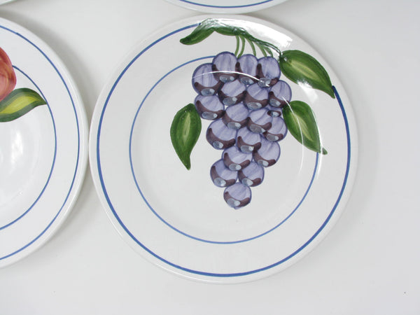 edgebrookhouse - Vintage Azulcer Ceramica Portugal Salad Plates with Handpainted Fruit Designs - Set of 4