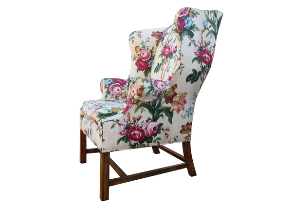 edgebrookhouse - Vintage Baker Furniture Classic Georgian Style Wingback Chair With Floral Print