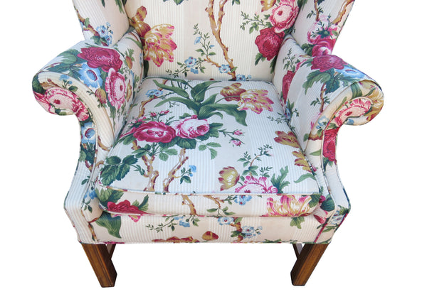 edgebrookhouse - Vintage Baker Furniture Classic Georgian Style Wingback Chair With Floral Print