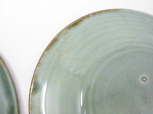 edgebrookhouse - Vintage Baldelli Pottery Green Bamboo Style Cups & Saucers - 13 Pieces