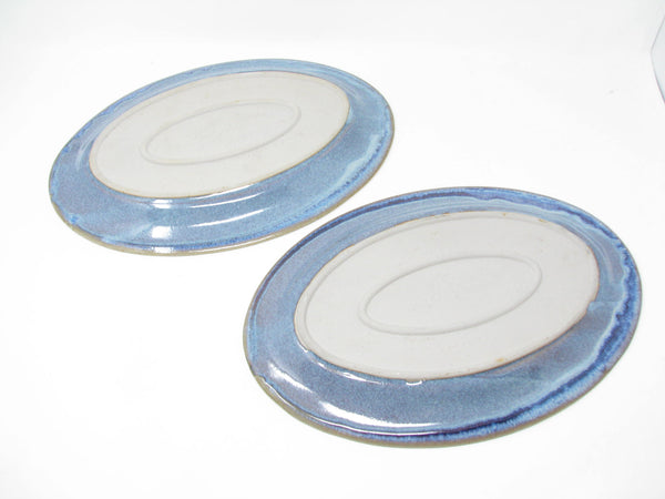 edgebrookhouse - Vintage Bay Pottery of Virigina Blue and Tan Pottery Platters - 2 Pieces