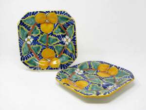 edgebrookhouse - Vintage Becerra Talavera Mexican Folk Art Pottery Decorative Plates - 2 Pieces