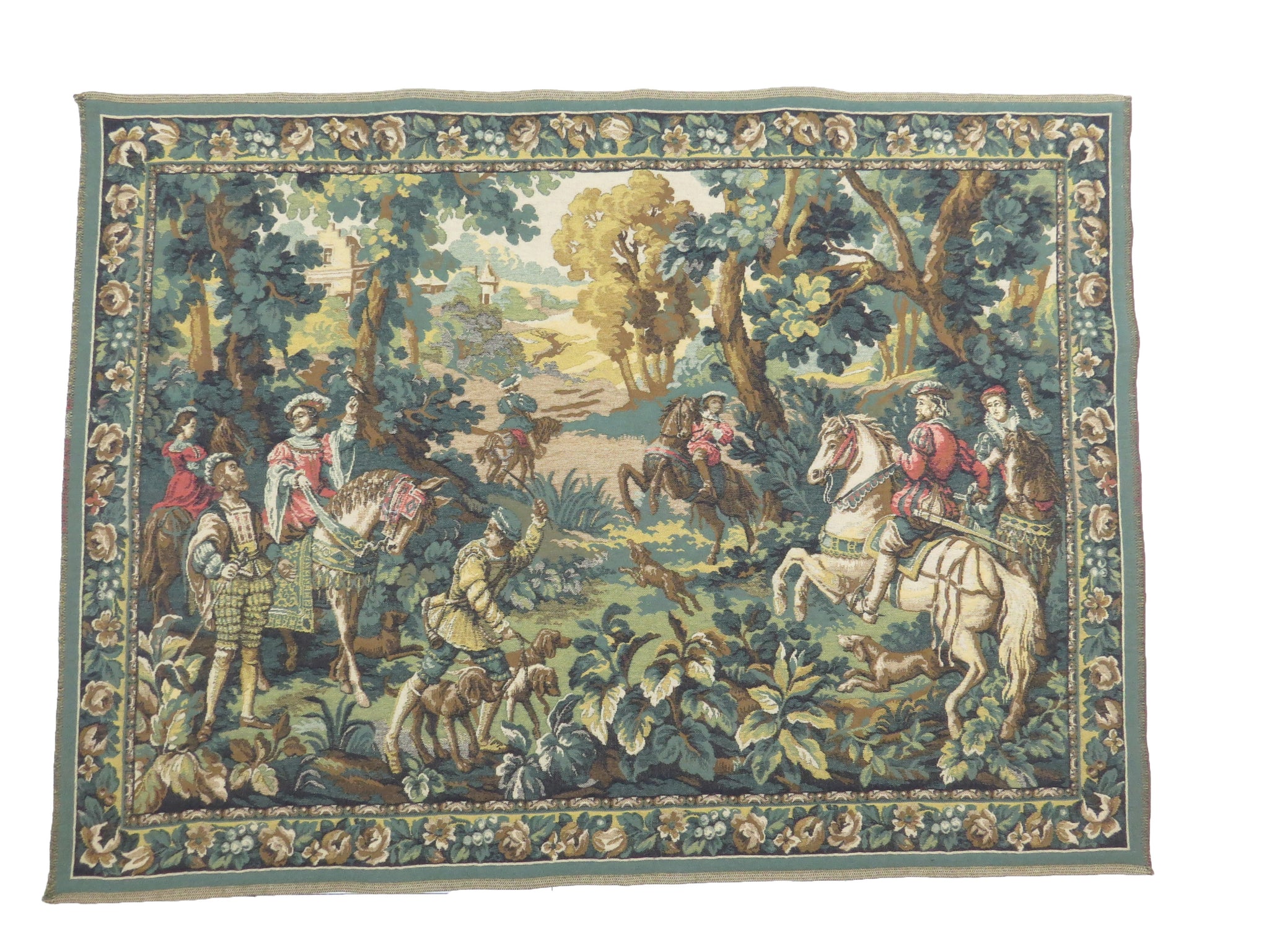 edgebrookhouse - Vintage Belgium Tapestry by Ter Waes Ltd of Hunting Scene - "Hawking With Emperor Maximilian"