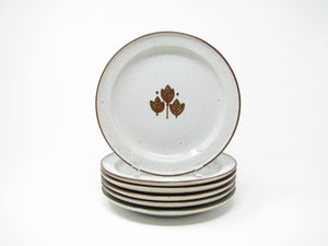 edgebrookhouse - Vintage Berkeley House Ingrid Stoneware Salad Plates with Three Leaves - 6 Pieces
