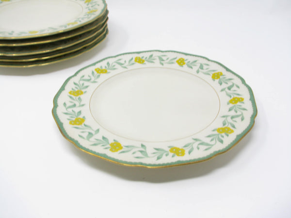 edgebrookhouse - Vintage Black Knight Daffodil Scalloped Porcelain Luncheon Plates - 6 Pieces