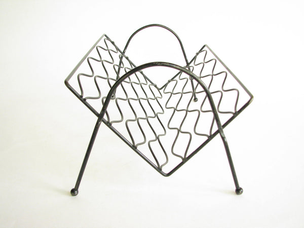 edgebrookhouse - Vintage Black Wavy Wire Book Holder with Ball Feet