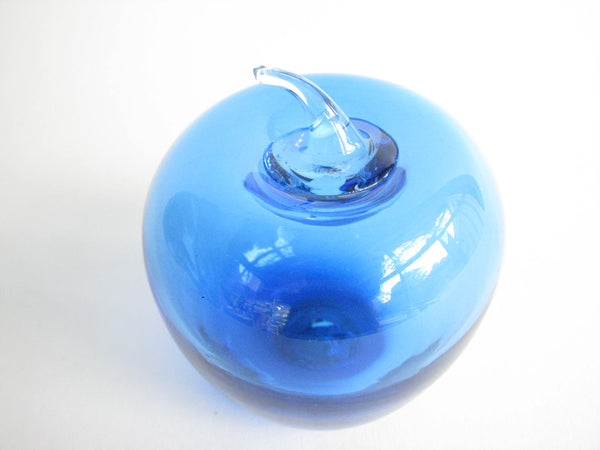 edgebrookhouse - Vintage Blenko Azure Blue Glass Apple with Stem