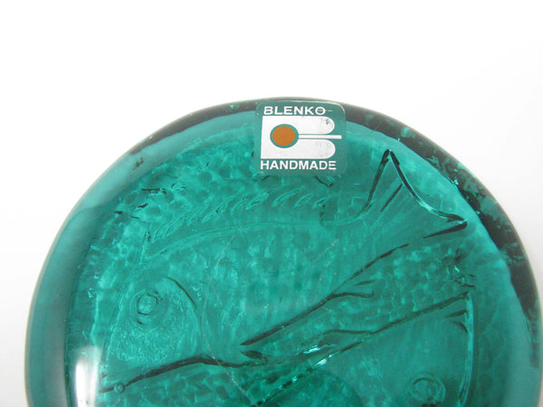 edgebrookhouse - Vintage Blenko Emerald Green Glass Zodiac Pisces Paperweight