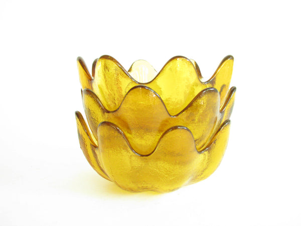 edgebrookhouse - Vintage Blenko Glass Small Petal Lotus Bowls in Amber Topaz - Set of 3