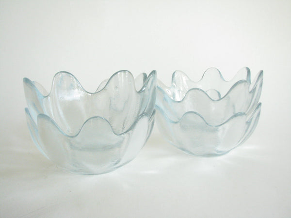 edgebrookhouse - Vintage Blenko Glass Small Petal Lotus Bowls in Crystal - Set of 4